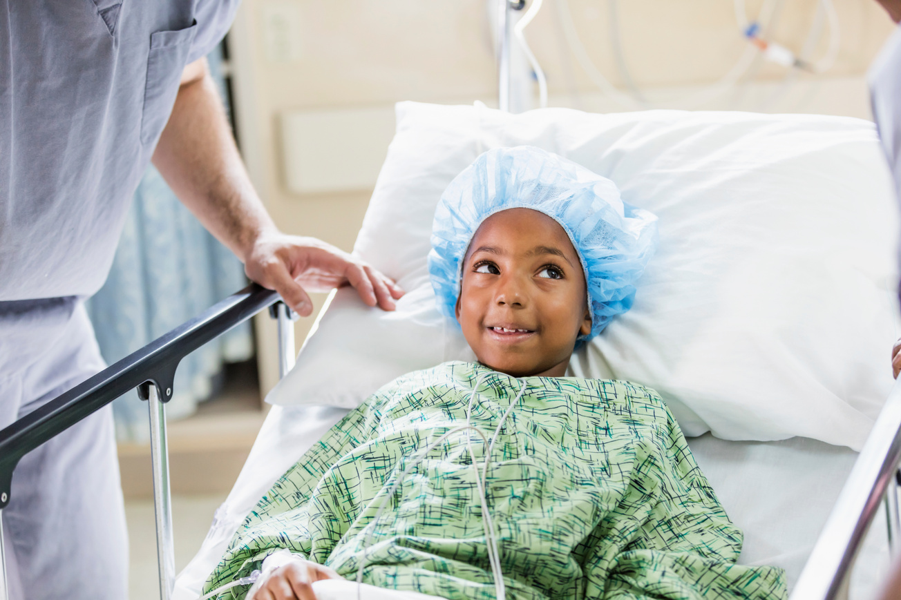 African-American girl in hospital